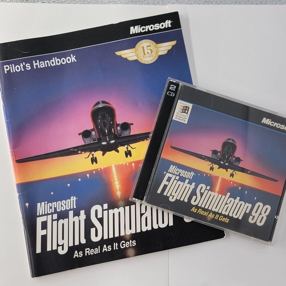 Microsoft Flight Simulator 98 As Real As It Gets PC CD ROM 1998 Windows Vtg Man